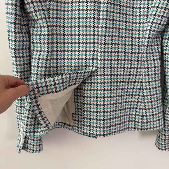 New VERONICA BEARD | Farley Dickey Jacket Turquoise Multi Tweed Houndstooth 0 - Picture 7 of 10
